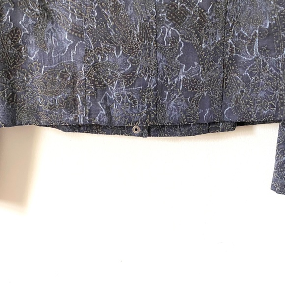 90’s Vintage Blue Cotton Brocade Jacket, Ingenuity Winter Fashion Coat Canada - Picture 8 of 10
